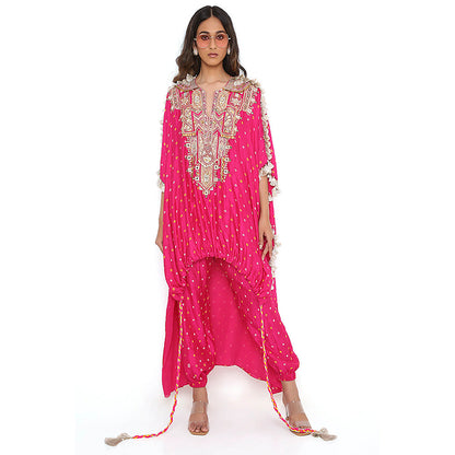 Payal Singhal Pink Embroidered High Low Kurta and Pant (Set of 2)