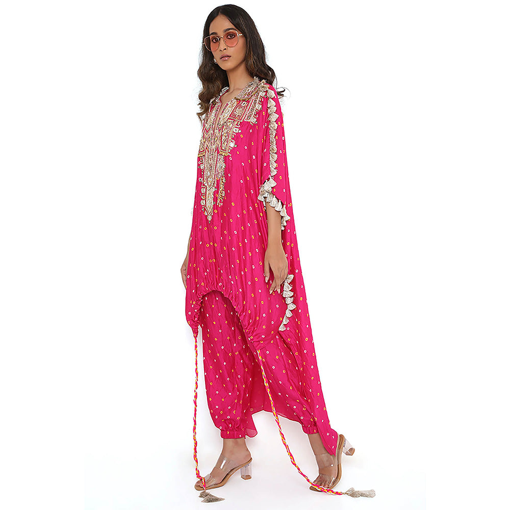 Payal Singhal Pink Embroidered High Low Kurta and Pant (Set of 2)