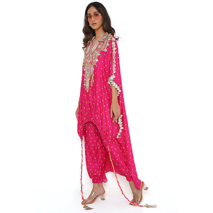 Payal Singhal Pink Embroidered High Low Kurta and Pant (Set of 2)