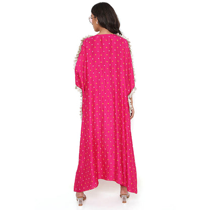 Payal Singhal Pink Embroidered High Low Kurta and Pant (Set of 2)