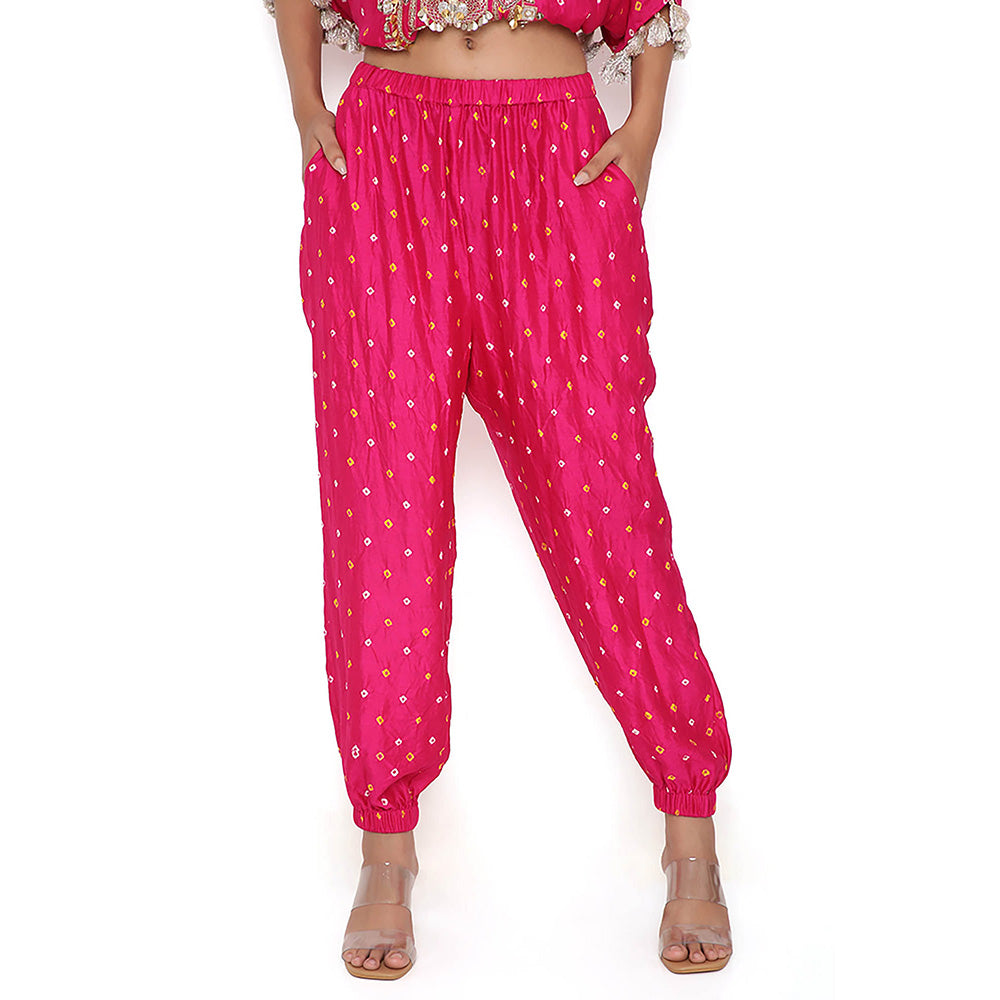 Payal Singhal Pink Embroidered High Low Kurta and Pant (Set of 2)