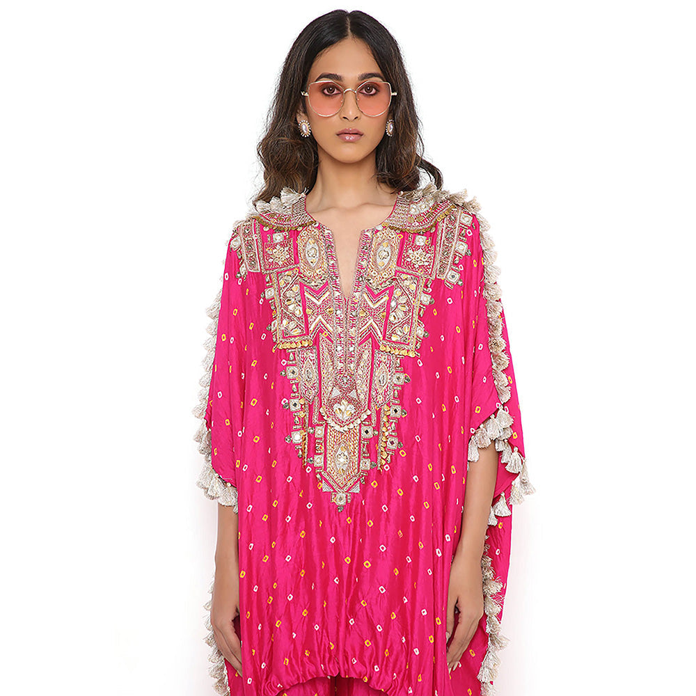 Payal Singhal Pink Embroidered High Low Kurta and Pant (Set of 2)