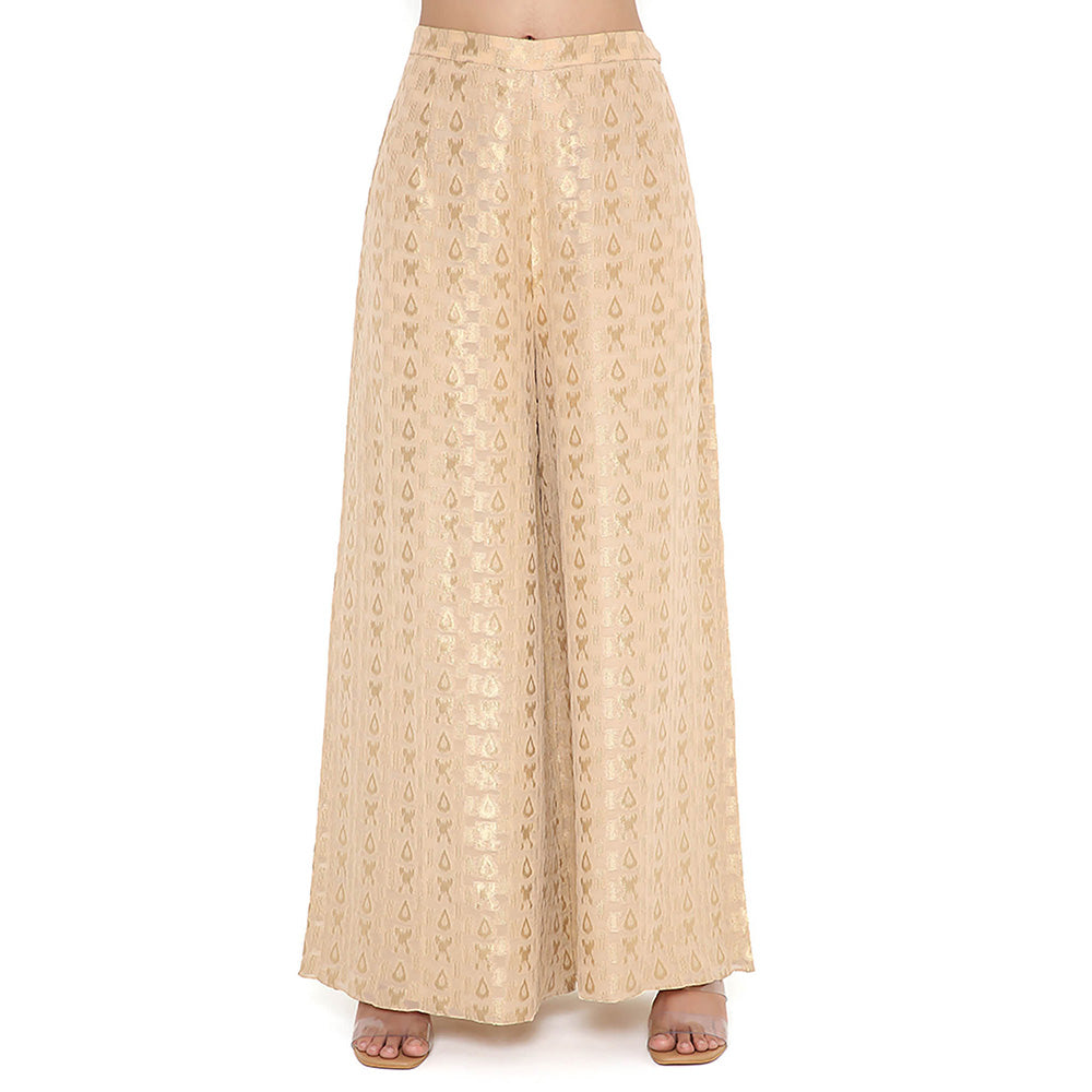 Payal Singhal Beige Embroidered Kurta and Palazzo with Dupatta (Set of 3)