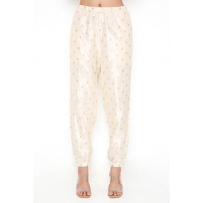 Payal Singhal Cream Floral Embroidered Kaftan with Pant (Set of 2)