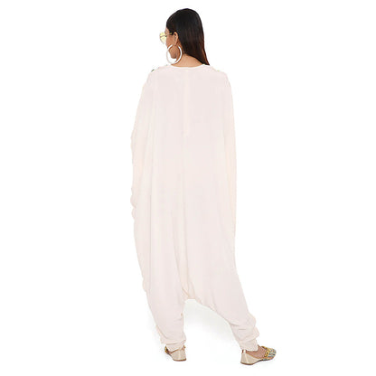 Payal Singhal White Crepe Embroidered Jumpsuit