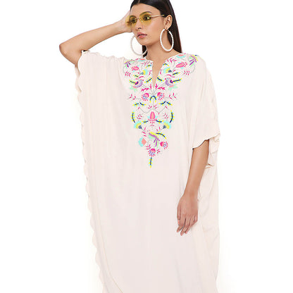 Payal Singhal White Crepe Embroidered Jumpsuit