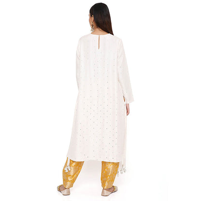 Payal Singhal Off White Embroidered Kurta with Pant (Set of 2)