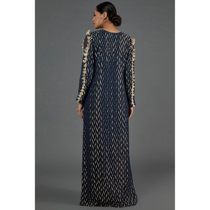 Payal Singhal Navy Blue Embroidered Yoke Dress