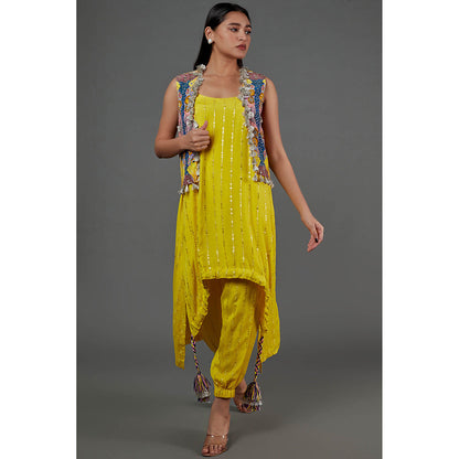 Payal Singhal Yellow Kurta with Pant with Jacket (Set of 3)