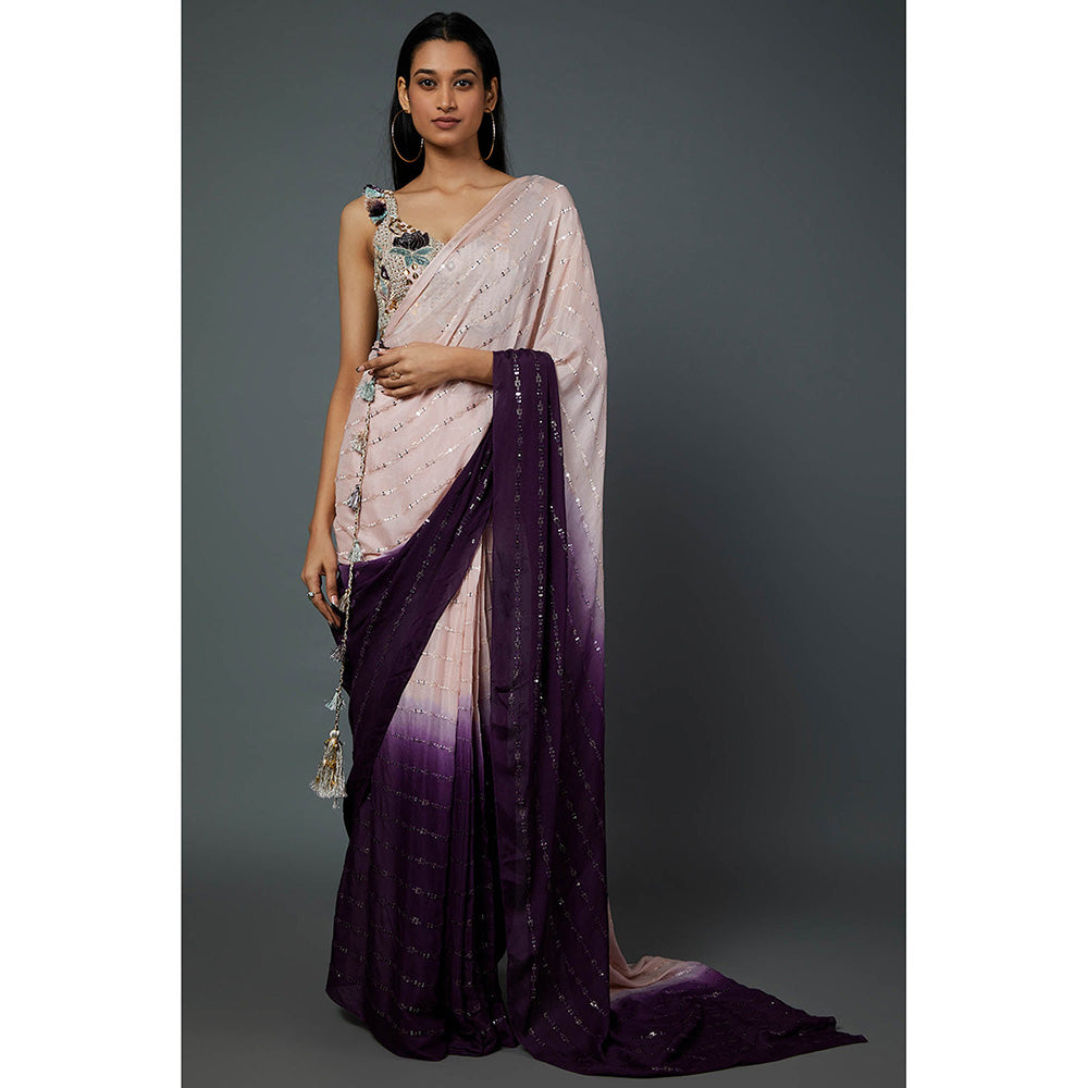 Payal Singhal Blush Pink Embroidered Pre-Stitched Saree with Stitched Blouse