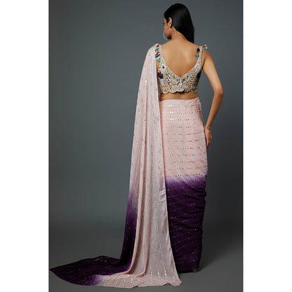 Payal Singhal Blush Pink Embroidered Pre-Stitched Saree with Stitched Blouse