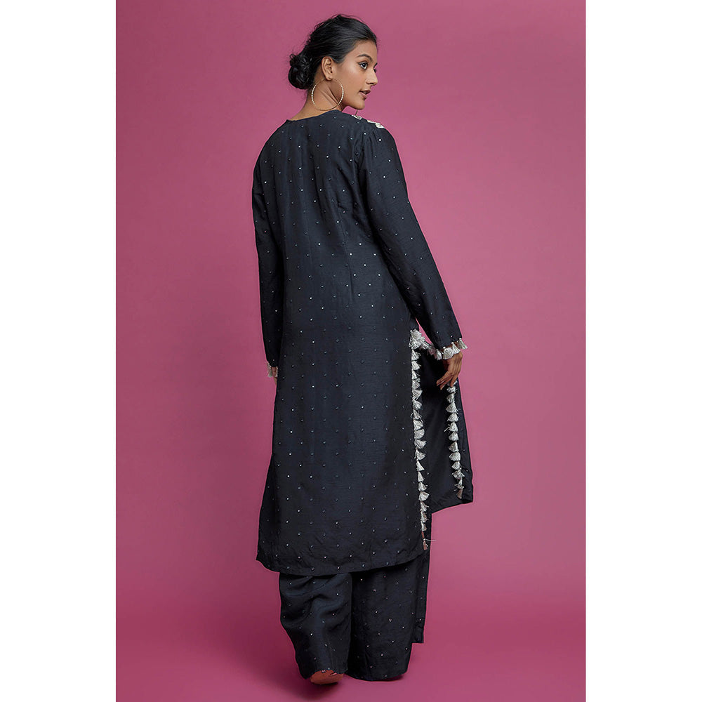 Payal Singhal Blue Embroidered Kurta with Palazzo and Dupatta (Set of 3)