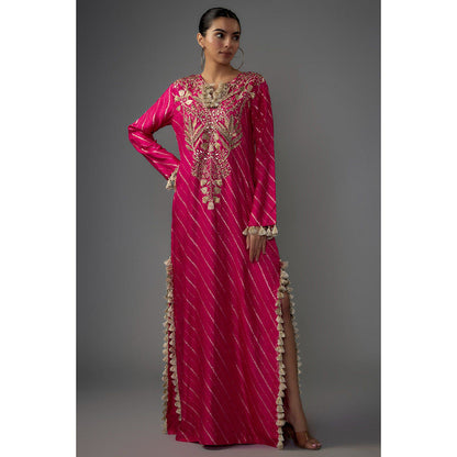 Payal Singhal Hot Pink Embroidered Long Beyza Kaftan Dress
