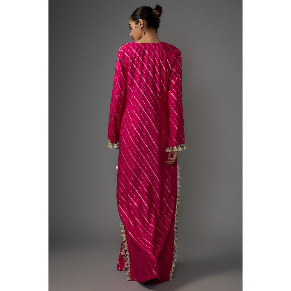 Payal Singhal Hot Pink Embroidered Long Beyza Kaftan Dress