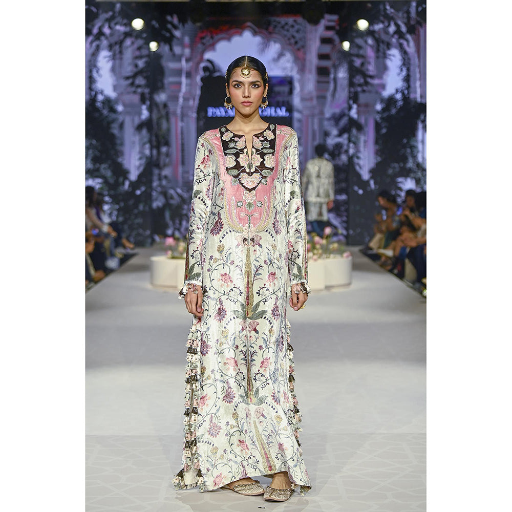 Payal Singhal Ivory Mehuish Whisper Printed Embroidered Dress