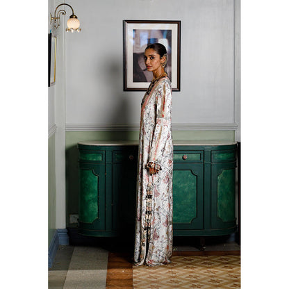 Payal Singhal Ivory Mehuish Whisper Printed Embroidered Dress