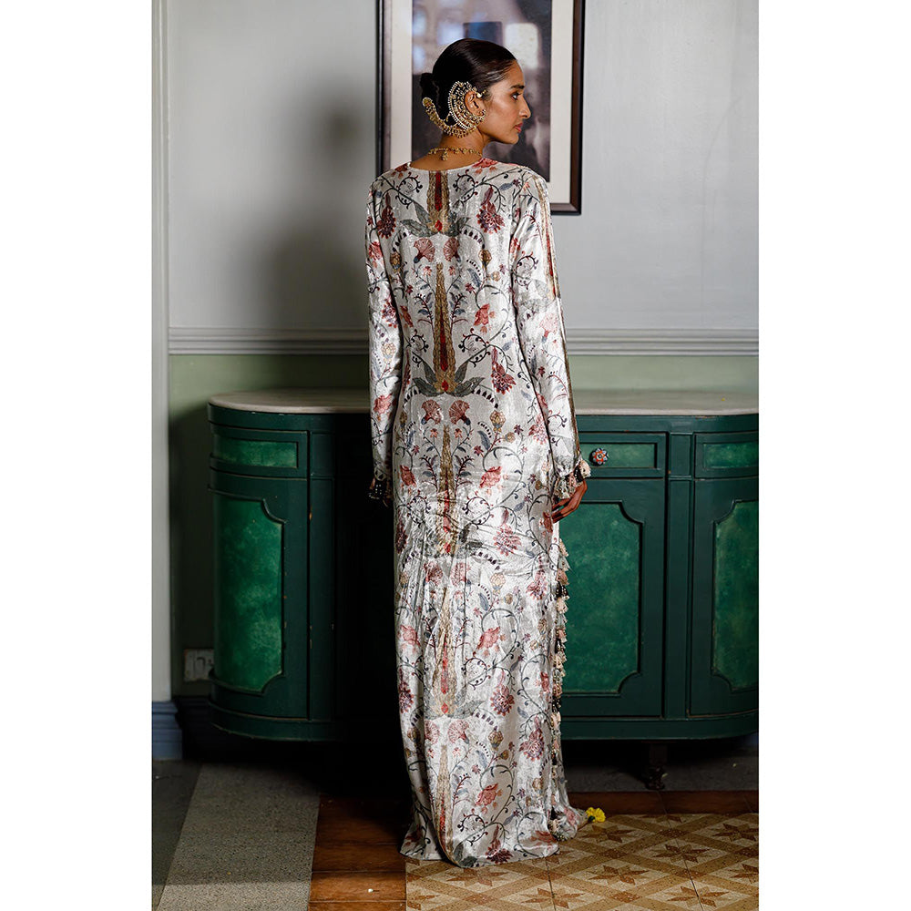 Payal Singhal Ivory Mehuish Whisper Printed Embroidered Dress