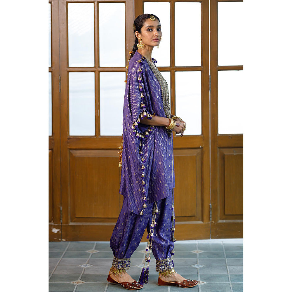 Payal Singhal Razia Purple Embroidered Kaftan with Salwar (Set of 2)