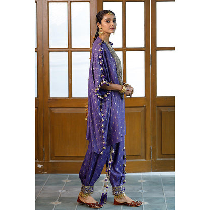 Payal Singhal Razia Purple Embroidered Kaftan with Salwar (Set of 2)