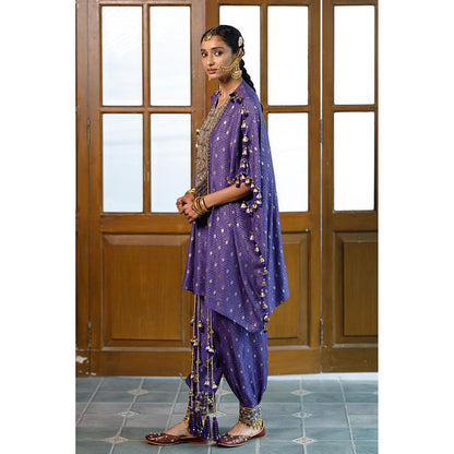Payal Singhal Razia Purple Embroidered Kaftan with Salwar (Set of 2)