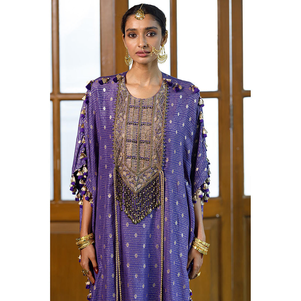 Payal Singhal Razia Purple Embroidered Kaftan with Salwar (Set of 2)