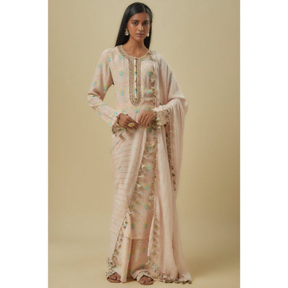 Payal Singhal Stone Butta Crepe Embroidered Yoke Kurta With Palazzo & Dupatta