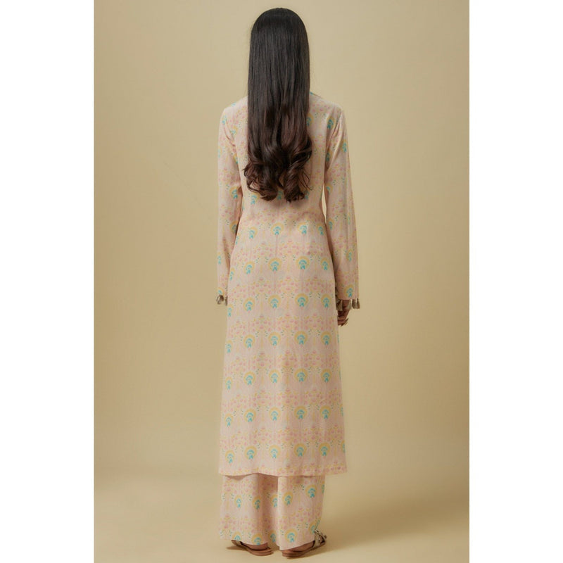 Payal Singhal Stone Butta Crepe Embroidered Yoke Kurta With Palazzo & Dupatta