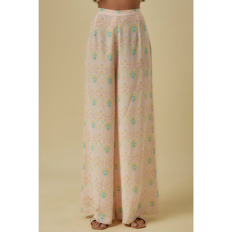 Payal Singhal Stone Butta Crepe Embroidered Yoke Kurta With Palazzo & Dupatta