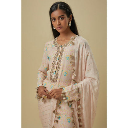 Payal Singhal Stone Butta Crepe Embroidered Yoke Kurta With Palazzo & Dupatta
