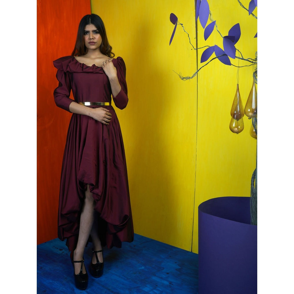 Payal Dawar The Old Wine Midi Dress with Belt (Set of 2)