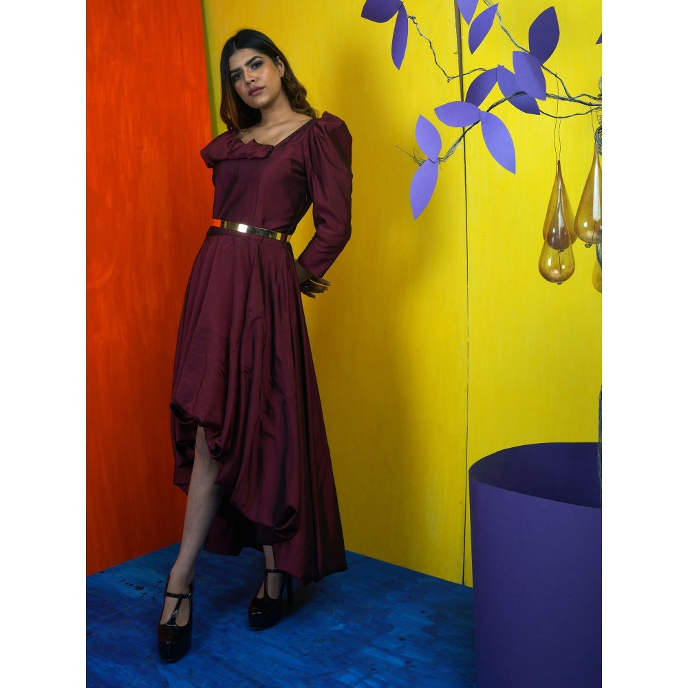 Payal Dawar The Old Wine Midi Dress with Belt (Set of 2)