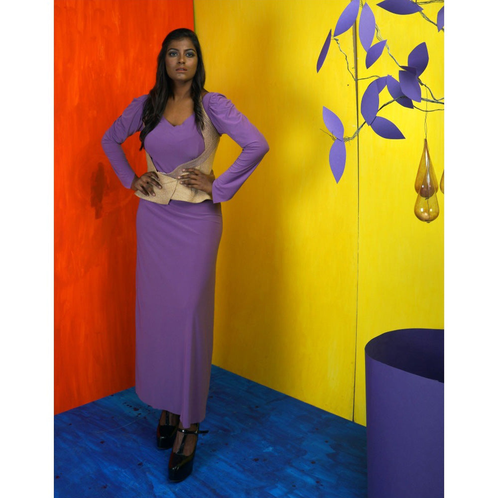 Payal Dawar Lavender Lets Date Midi Dress with Jacket (Set of 2)