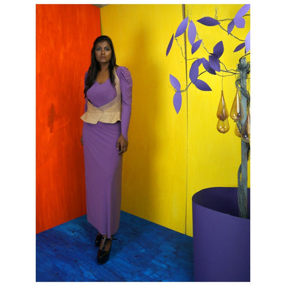 Payal Dawar Lavender Lets Date Midi Dress with Jacket (Set of 2)