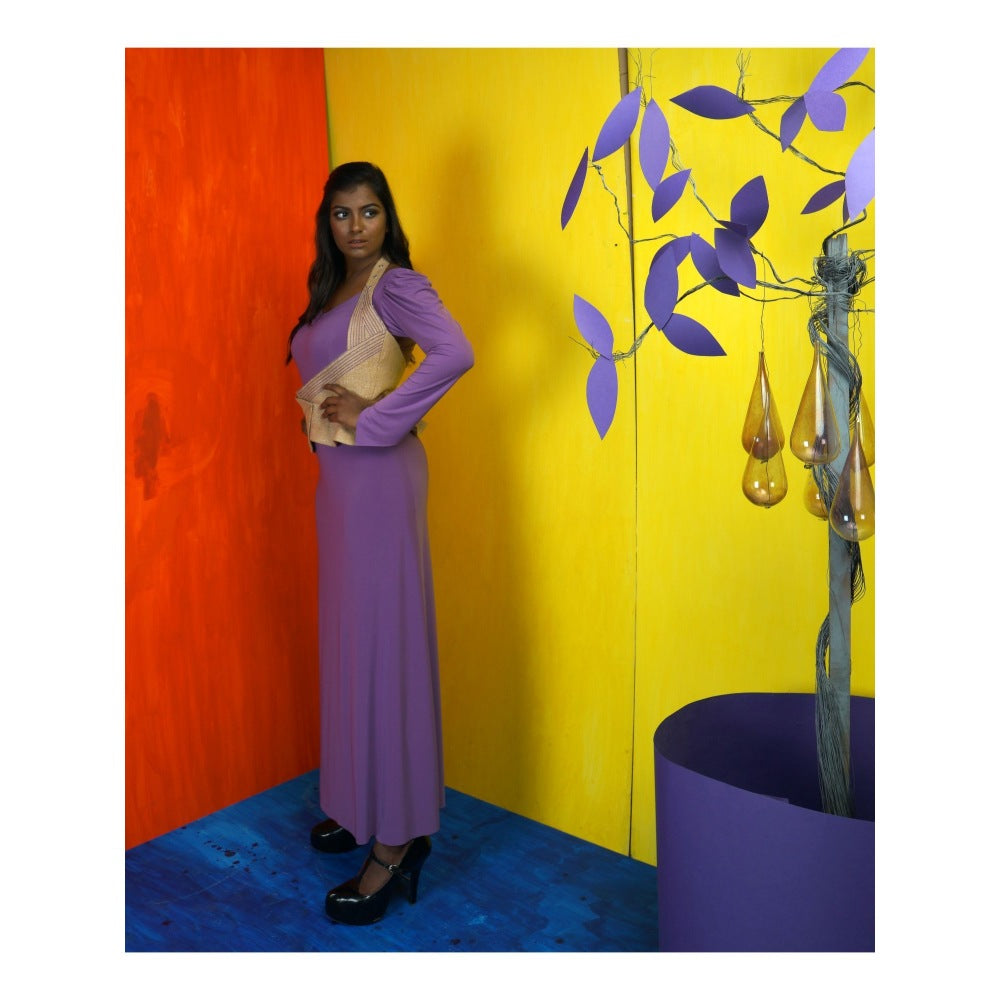 Payal Dawar Lavender Lets Date Midi Dress with Jacket (Set of 2)