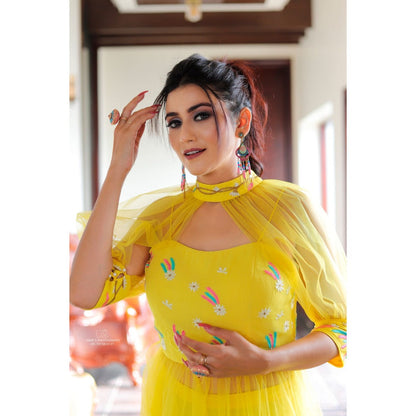 Payal Dawar Yellow Fusion Co-Ord (Set of 3)