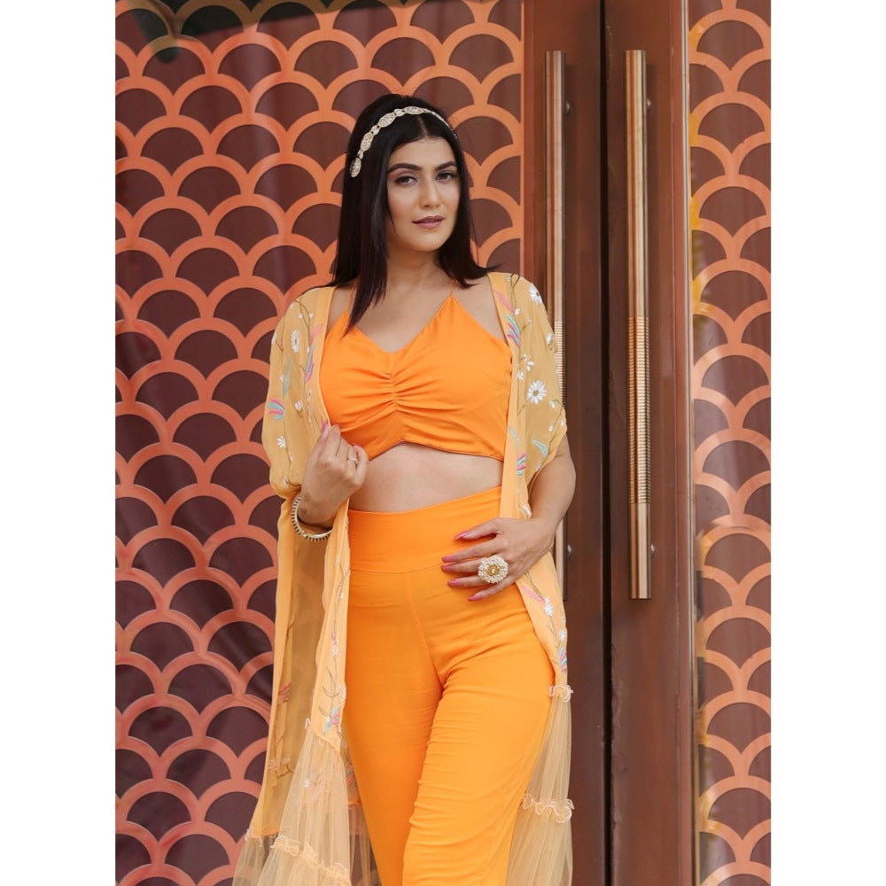 Payal Dawar Orange Afghani Co-Ord (Set of 3)