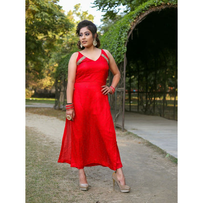 Payal Dawar Red Fusion Co-Ord (Set of 2)