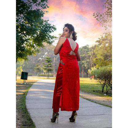 Payal Dawar Red Fusion Co-Ord (Set of 2)