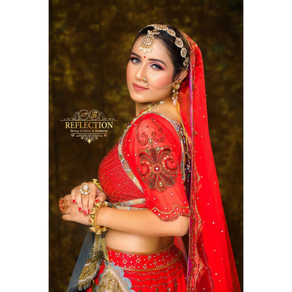 Payal Dawar Red Bridal Lehenga with Blouse and 2 Dupattas (Set of 4)