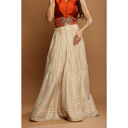 Payal Dawar Brown Grace Empowered Top with Skirt (Set of 2)