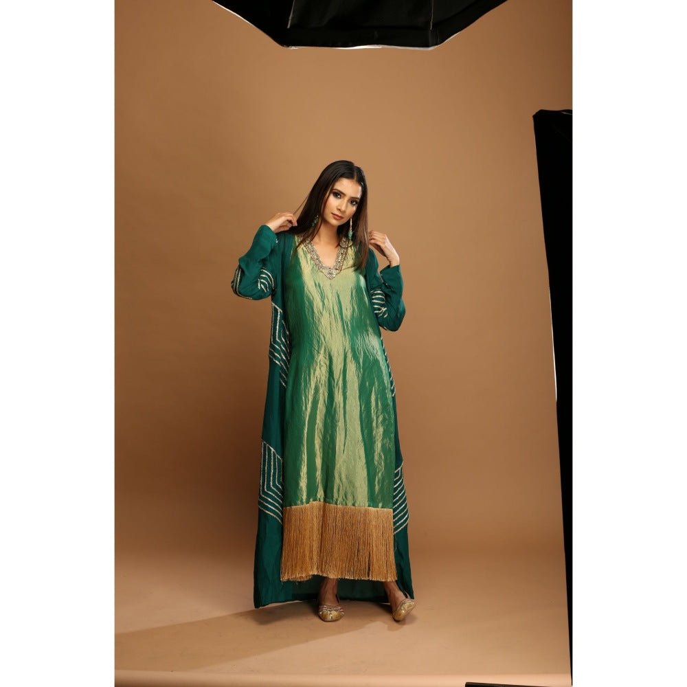 Payal Dawar Green Ethnic Maxi Dress with Shrug (Set of 2)
