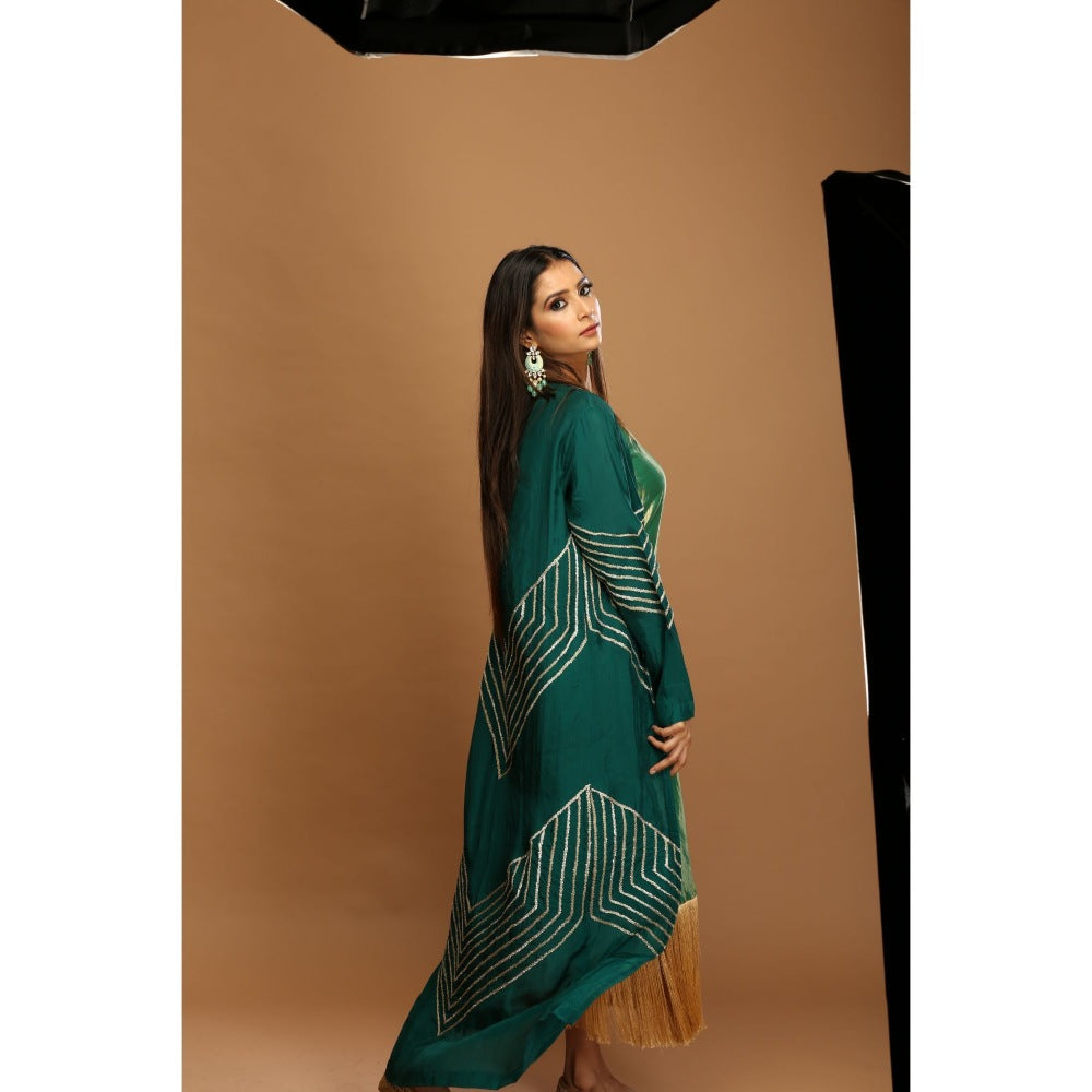 Payal Dawar Green Ethnic Maxi Dress with Shrug (Set of 2)