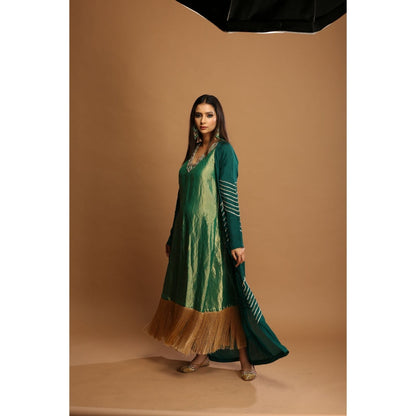 Payal Dawar Green Ethnic Maxi Dress with Shrug (Set of 2)