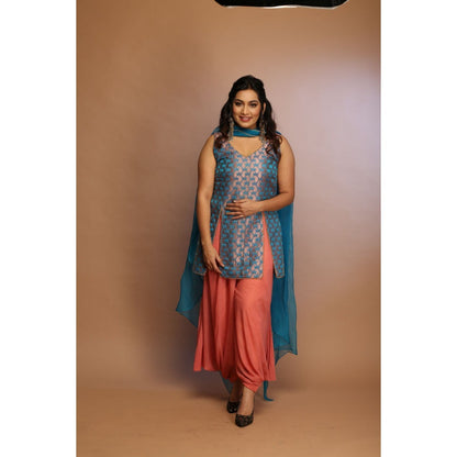 Payal Dawar Blue Banarasi Patolas Kurta with Salwar and Dupatta (Set of 3)