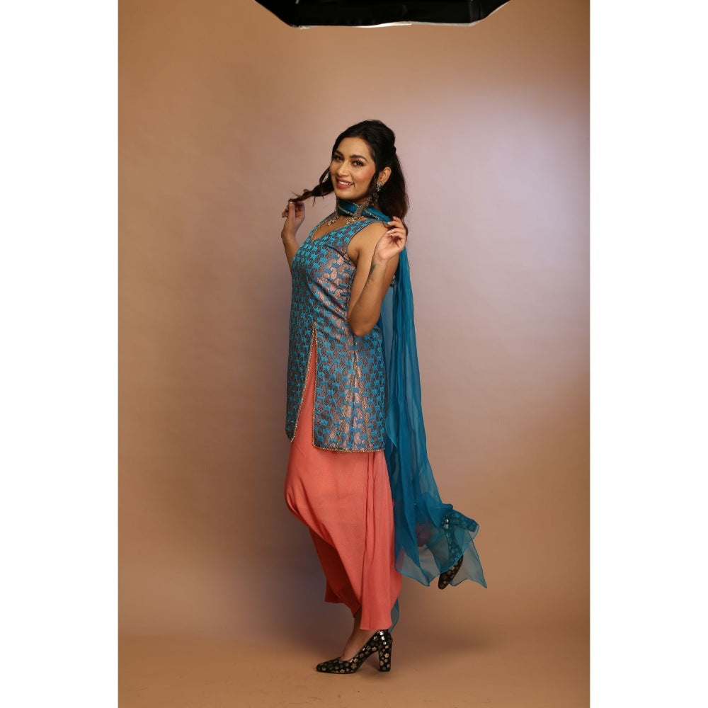 Payal Dawar Blue Banarasi Patolas Kurta with Salwar and Dupatta (Set of 3)