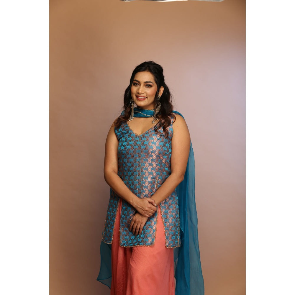 Payal Dawar Blue Banarasi Patolas Kurta with Salwar and Dupatta (Set of 3)