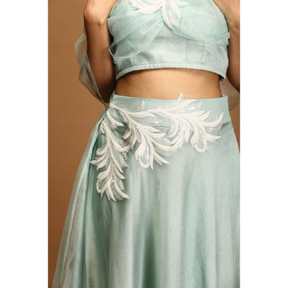 Payal Dawar Blue Ethnic Doll Crop Top with Skirt (Set of 2)