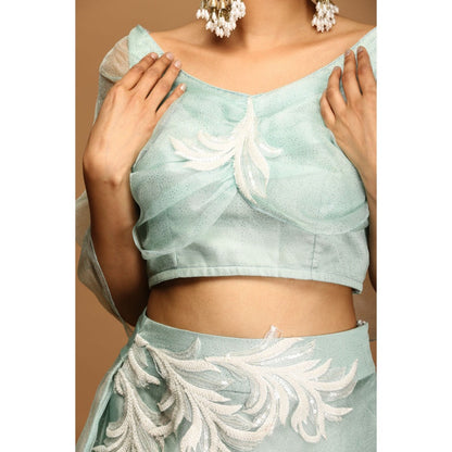 Payal Dawar Blue Ethnic Doll Crop Top with Skirt (Set of 2)