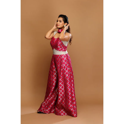 Payal Dawar Magenta Silk Bandhan Jumpsuit