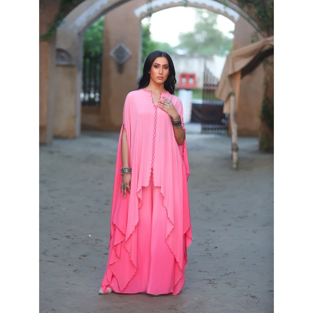 Payal Dawar Pink Sunehri Kaftan with Palazzo (Set of 2)